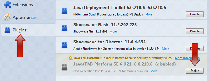 update java plugin for firefox